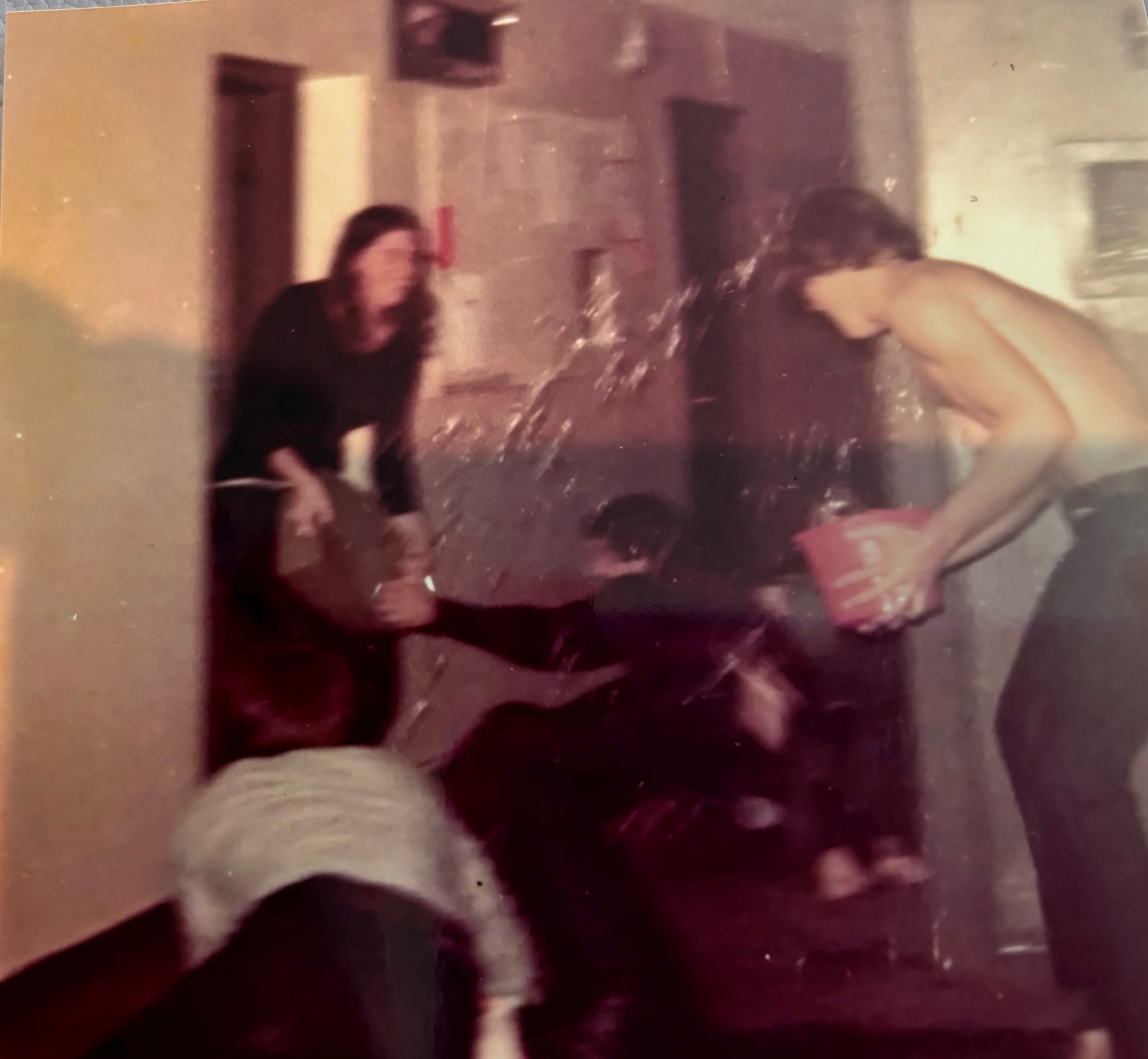 Danny Shakespeare & Al Forslund at East Andrews water fight freshman year, from Debbie Wallerstein