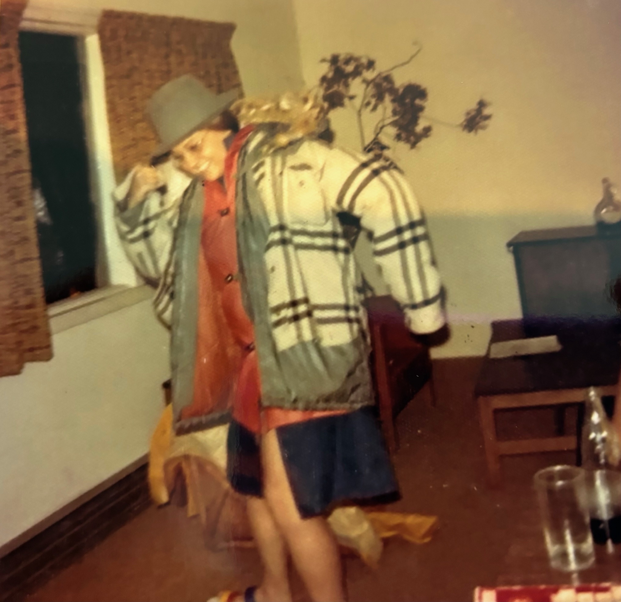 Tam Guglin Casey clowns around at Burch Apts, Junior year, from Debbie Wallerstein
