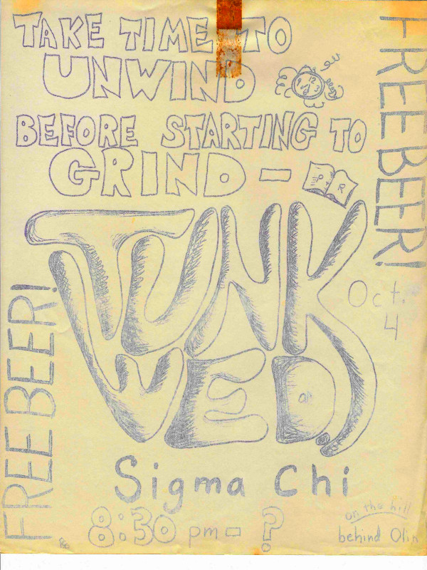 Sigma Chi tunk flyer from Richard Stark '75, artist