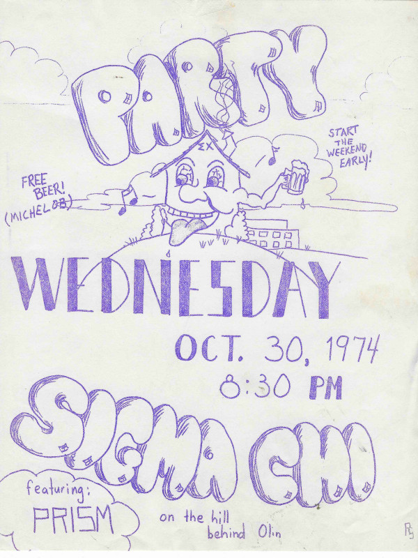 Sigma Chi tunk flyer from Richard Stark '75, artist