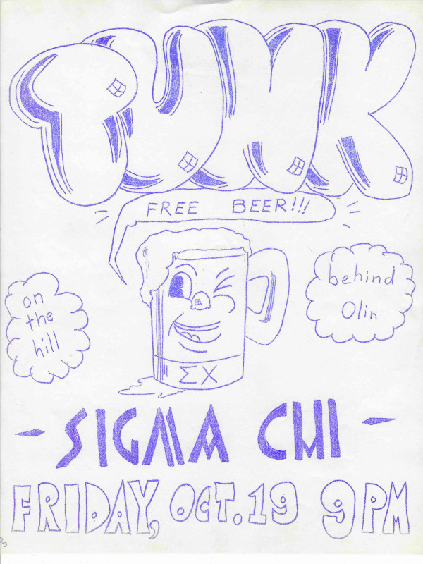Sigma Chi tunk flyer from Richard Stark '75, artist