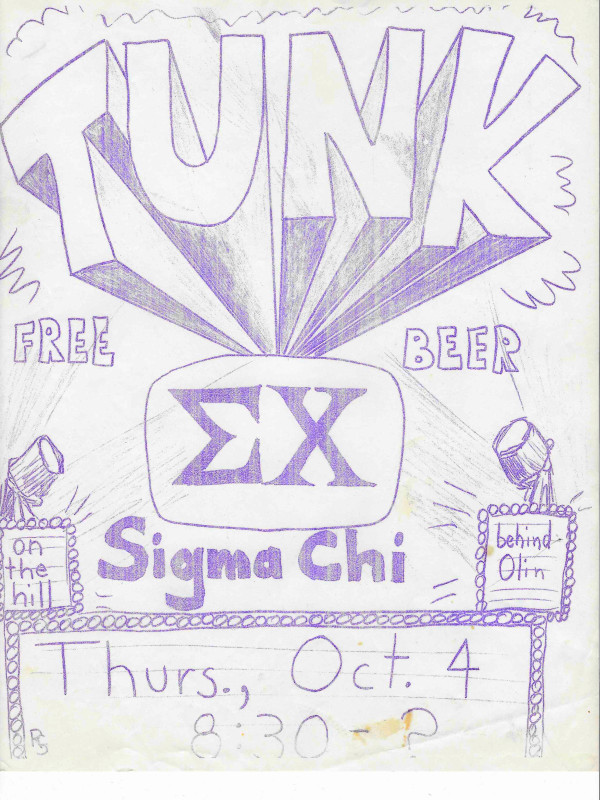 Sigma Chi tunk flyer from Richard Stark '75, artist