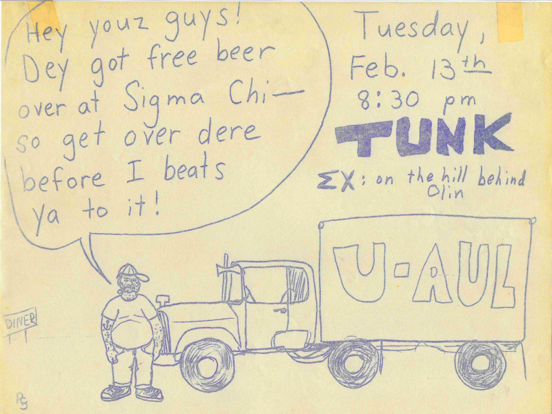 Sigma Chi tunk flyer from Richard Stark '75, artist