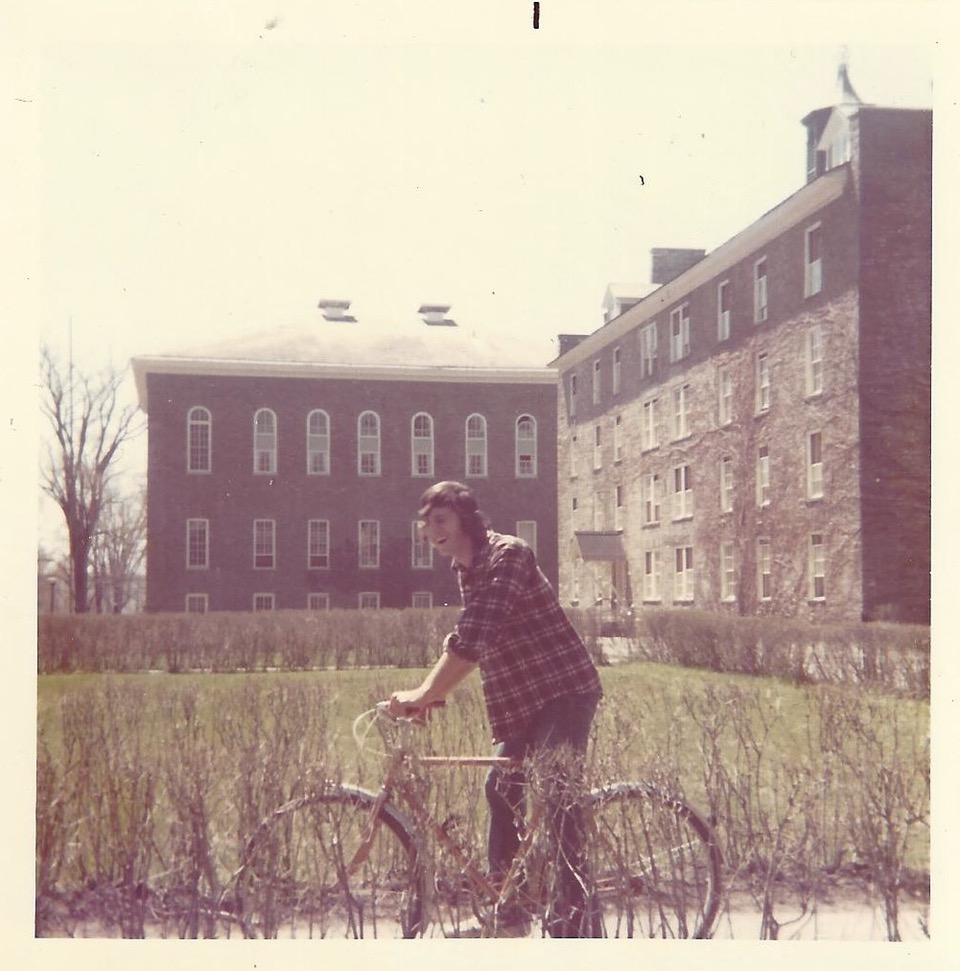 Phil Blumenkrantz near Alumni & West Halls, 1971-72, from Alice Diamond