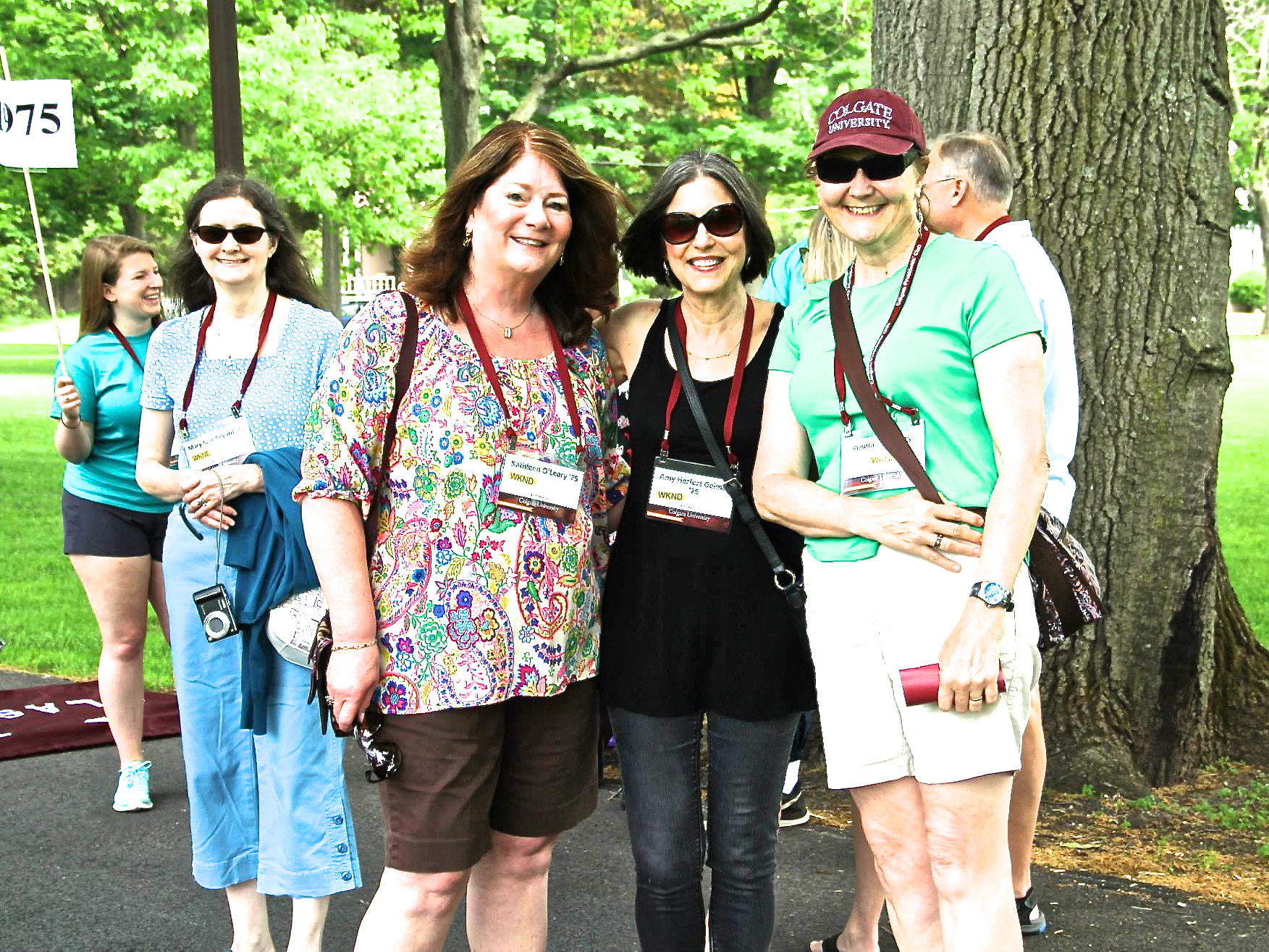 40th Reunion, 2015; Kathleen O'Leary, Amy Herford & Rosemary Utz w_Mary Jane Donovan Looking On
