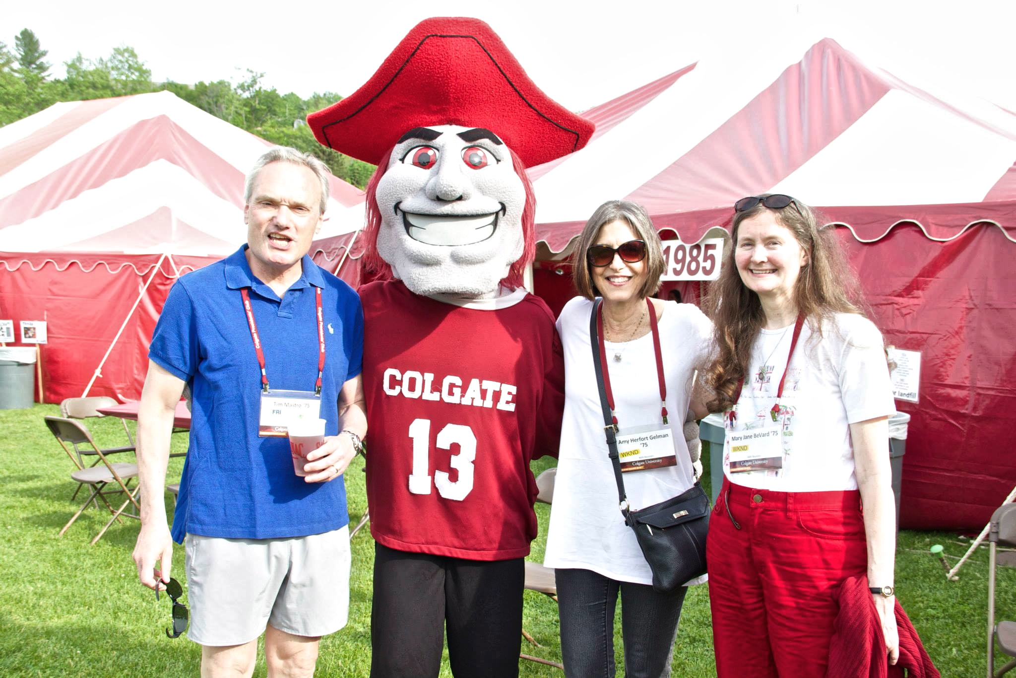 40th Reunion, 2015; Raider Poses with Tim Mastro, Amy Herford & Mary Jane Donovan