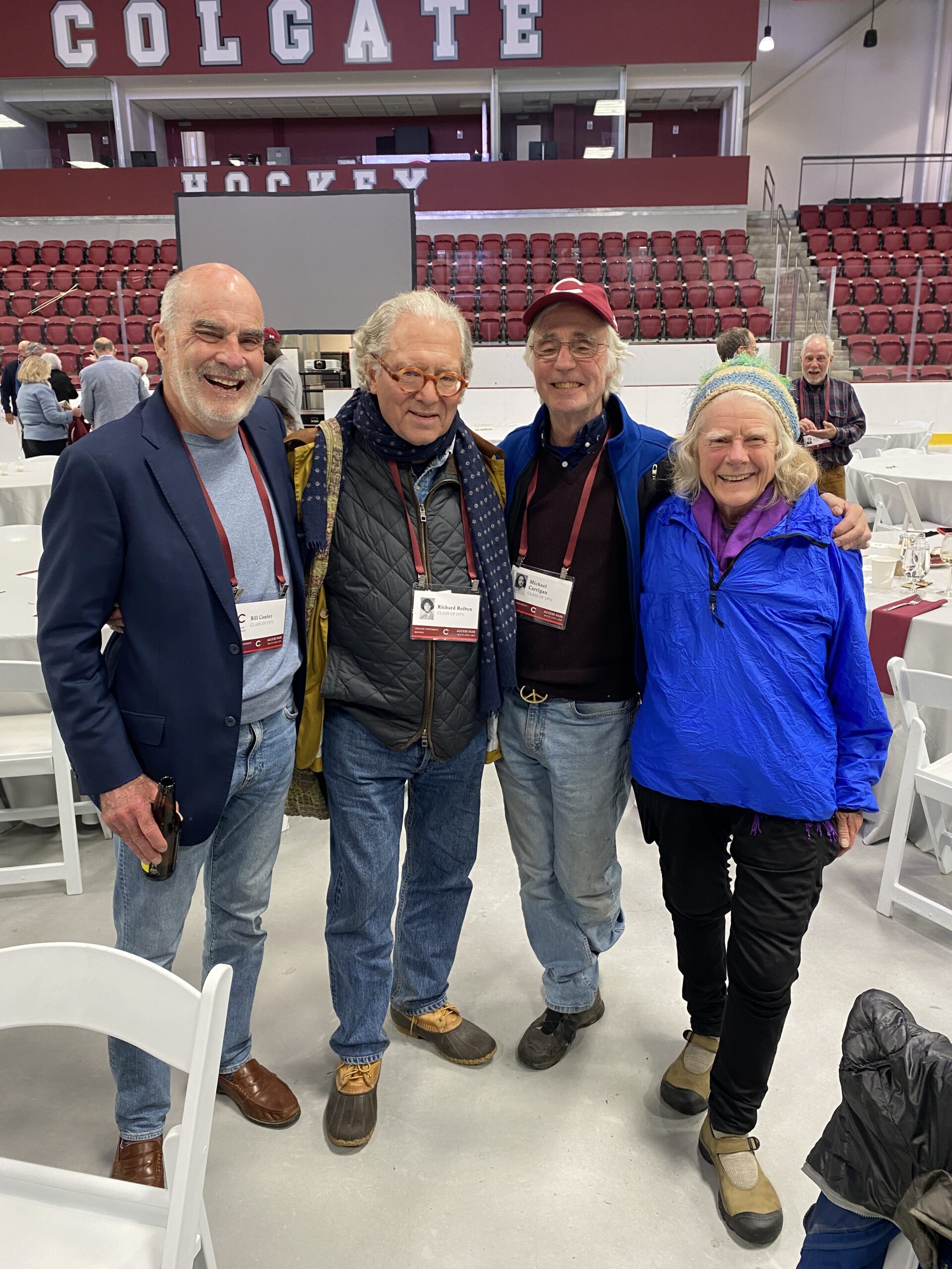 Reunion 2025 Bill Conley, Rich Reiben, Michael Carrigan & Sue at 1965 Arena class dinner from Bergeronf 1965 Arena