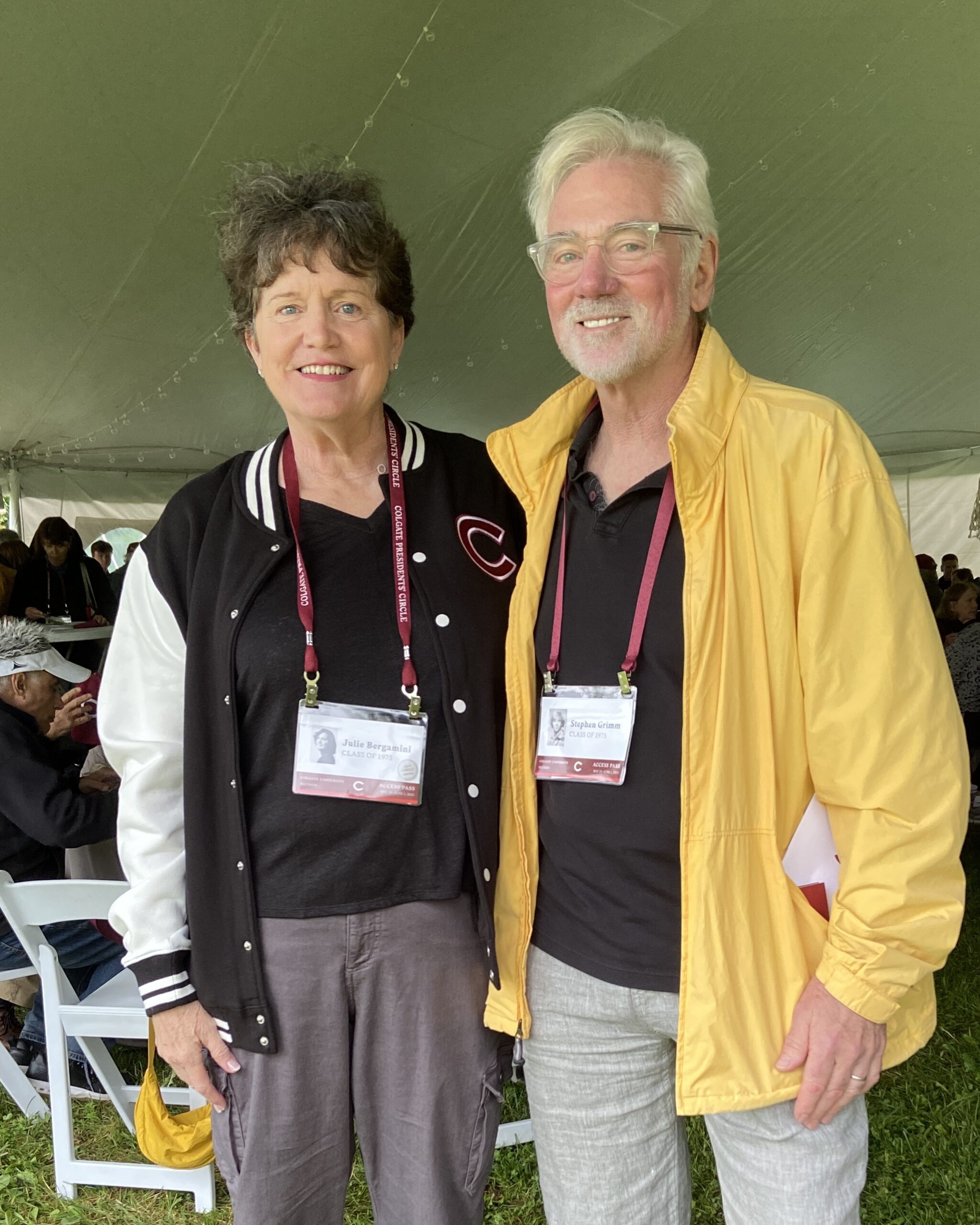 Reunion 2025 Julie Bergamini Bergeron & Steve Grimm at Merrill House tent after Memorial Service from Bergeron