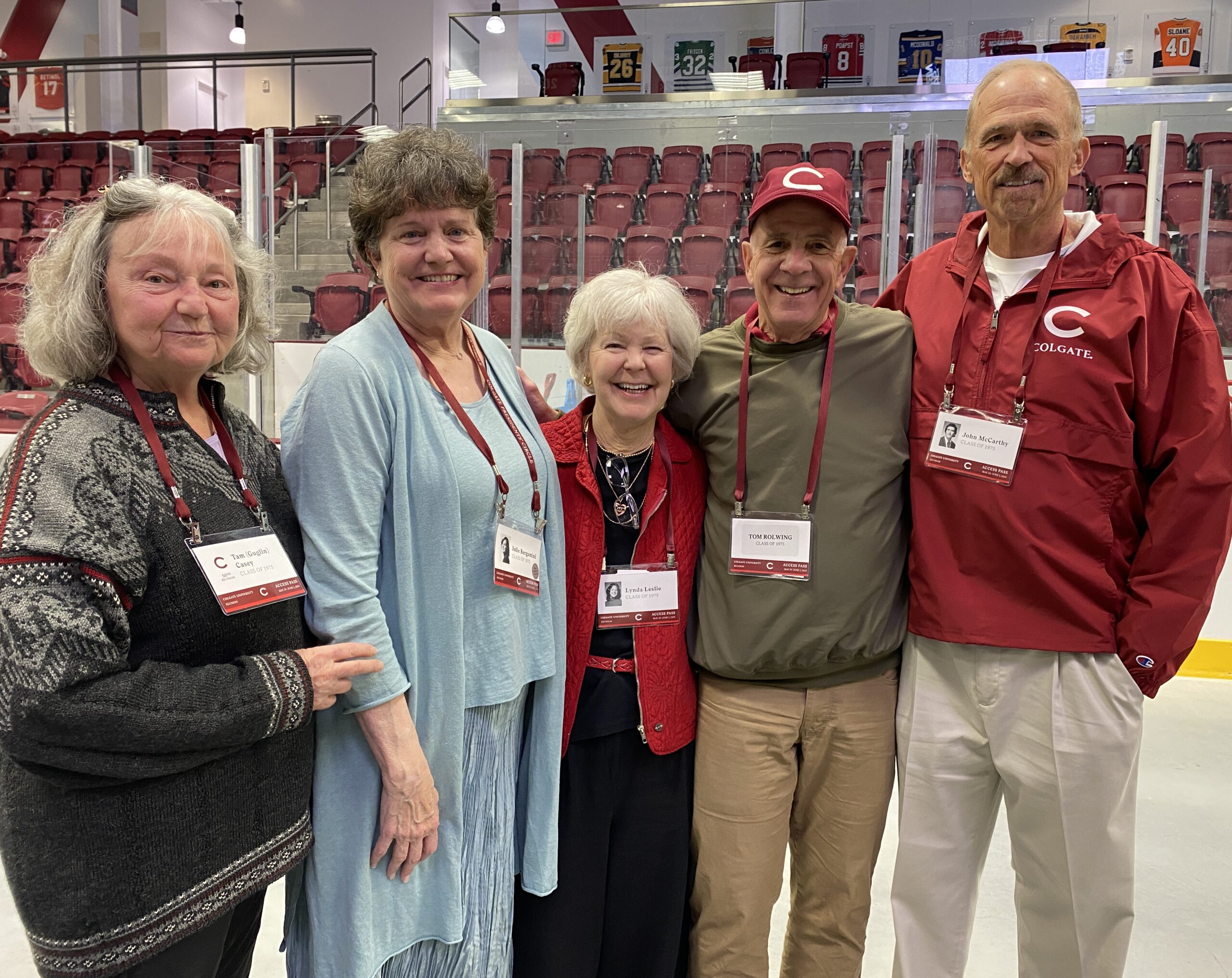 Reunion 2025 Tammy Guglin Casey, Julie Bergamini Bergeron, Lynda Leslie, Tom Rolwing & John McCarthy 1965 Arena class dinner from Bergeron